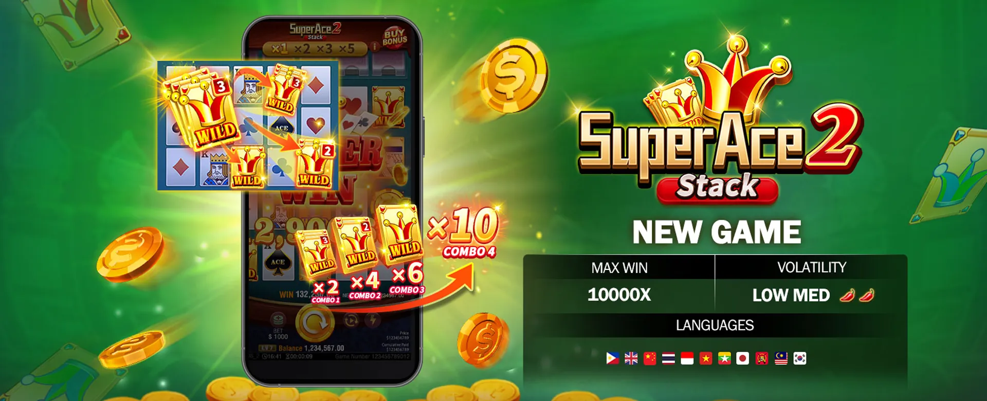 A vibrant collage of niceph casino games including slot machines, poker, and sports betting interface, showcasing the variety of entertainment